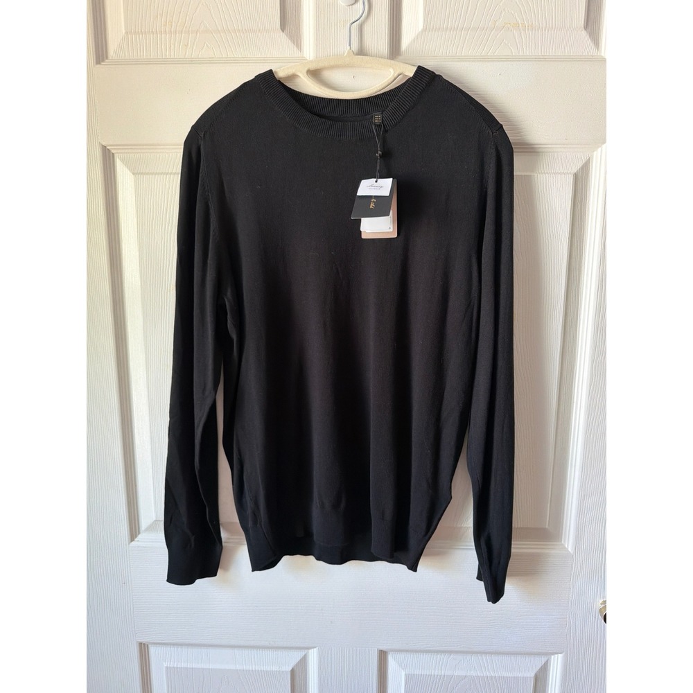 Porter & Ash Crewneck Sweater Women M Black Lightweight Knit Quiet Luxury